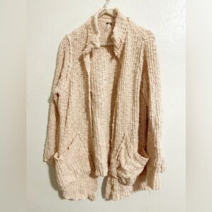 Free People Chunky Light Pink Open Front Cardigan Size S